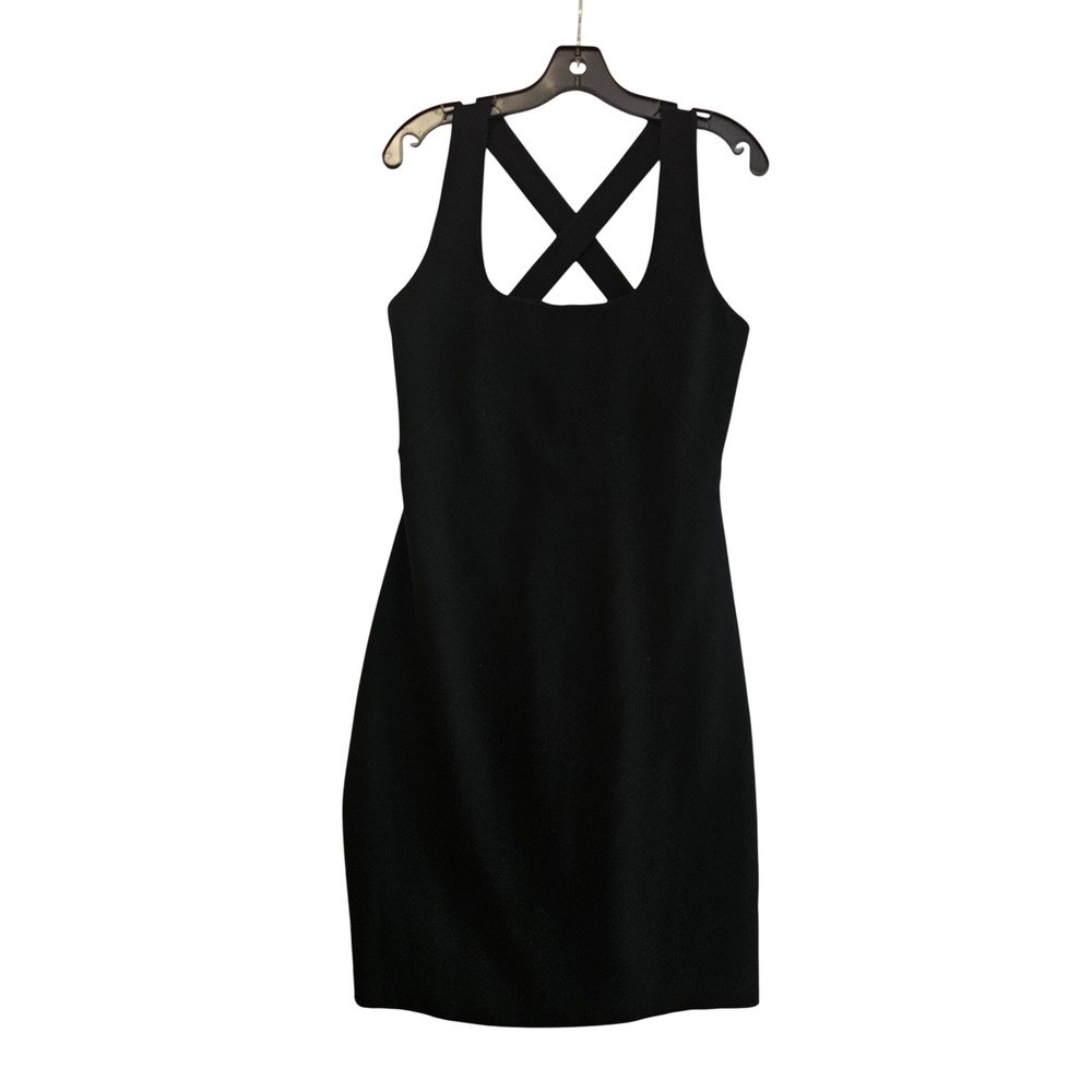Banana Republic Black Crisscross‎ Back Sheath Dress Size 6 Square Neck Mini LBD